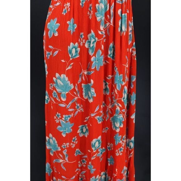 PATRONS OF PEACE RED & BLUE FLORAL MAXI SUN DRESS SIZE LARGE RAYON - Picture 6 of 10